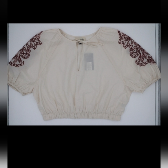 Boho Medium Embroidered Cream Womens Viral New Summer Granola Blouse - Picture 4 of 13